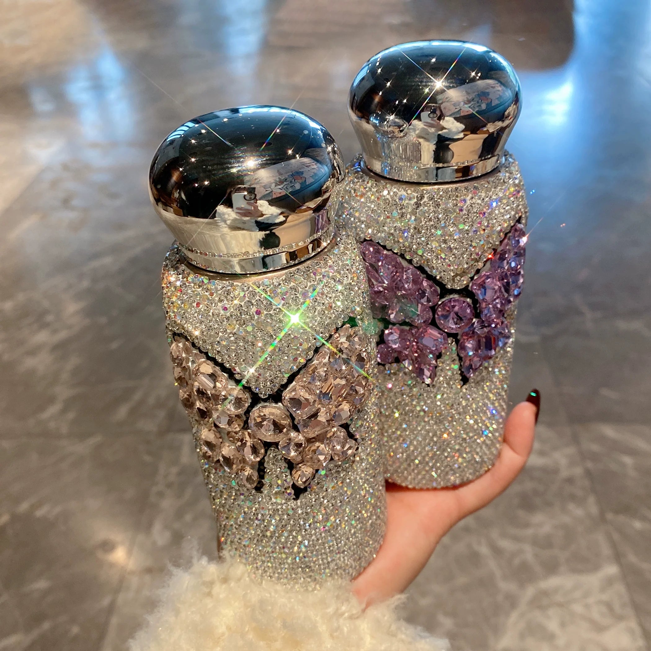 Portable Diamond Bow Thermos – Stainless Steel Water Mug for Car, Internet Celebrity Cup